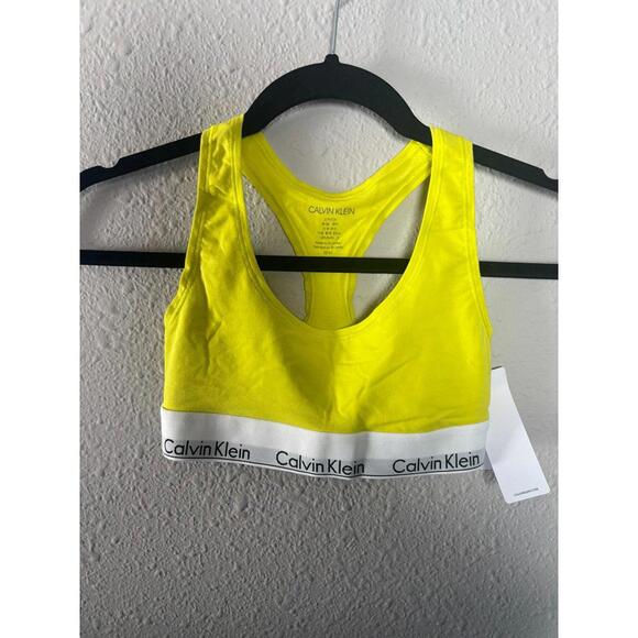 NWT Calvin Klein Unlined Bralette Yellow size S. Retail $28 - Picture 1 of 3